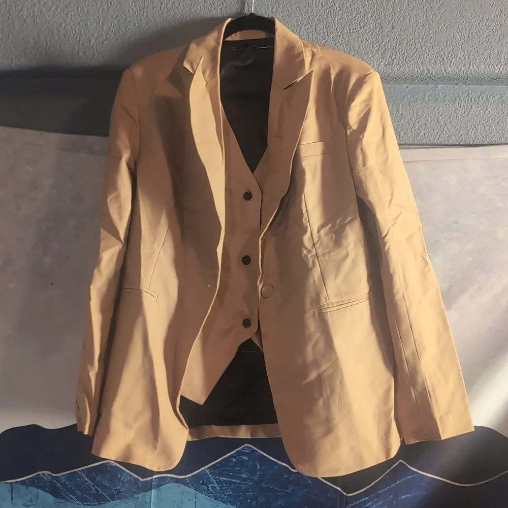 Women's Tailored 3 Piece Dress Suit In Tan - Picture 3 of 14